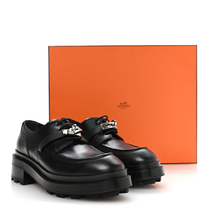 Hermes Glossed Calfskin First Oxford 39 Black 9 of 9