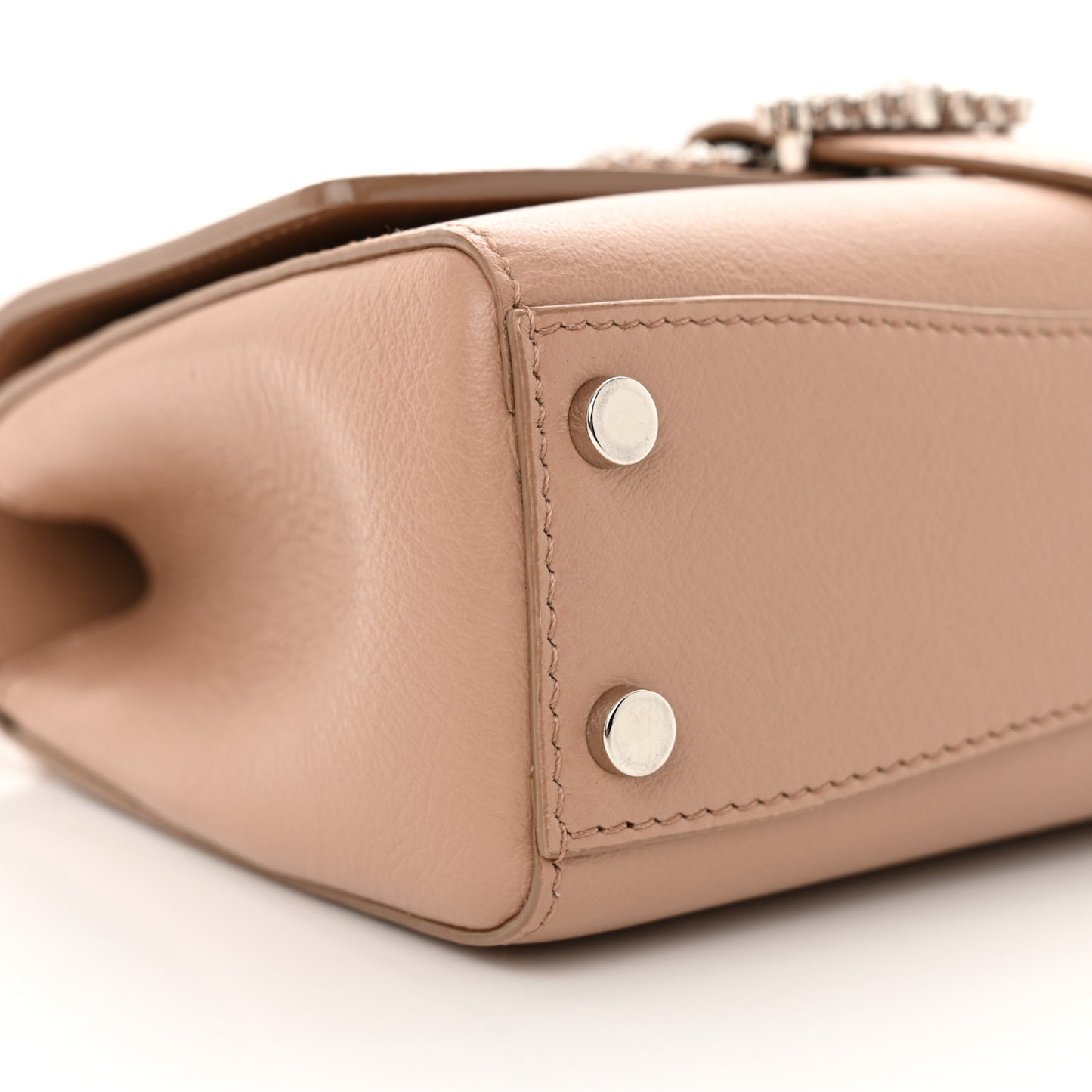 Calfskin Crystal Small Cheri Top Handle Bag Powder Pink