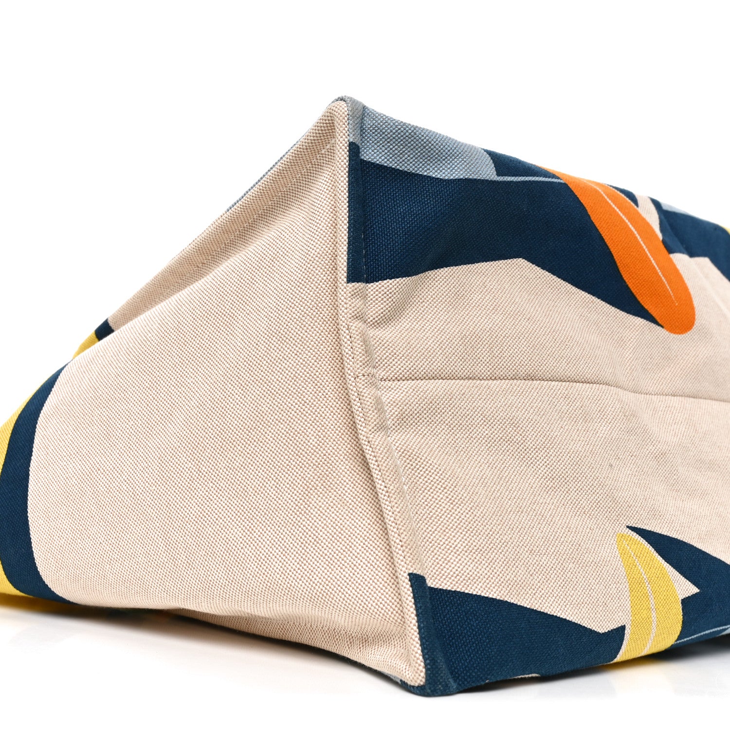 Hermes Cotton Canvas Apres la Vague Beach Bag Jaune Bleu 8 of 10