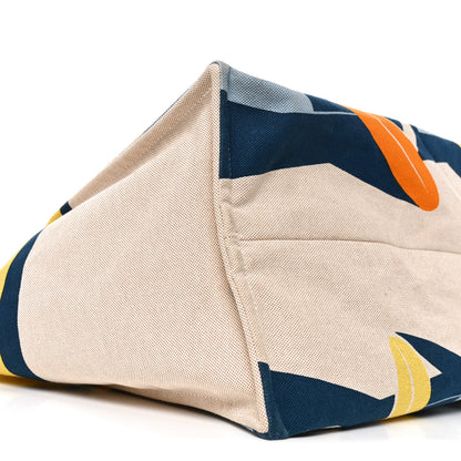 Hermes Cotton Canvas Apres la Vague Beach Bag Jaune Bleu 8 of 10