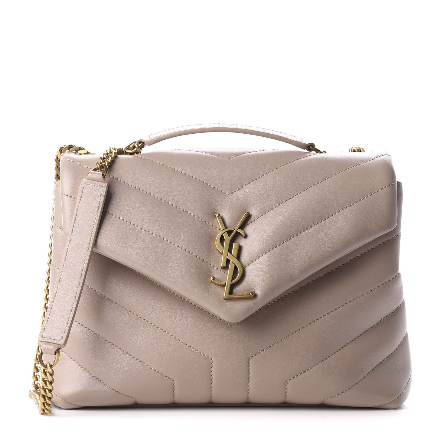 Calfskin Y Quilted Monogram Small Loulou Chain Satchel Light Natural