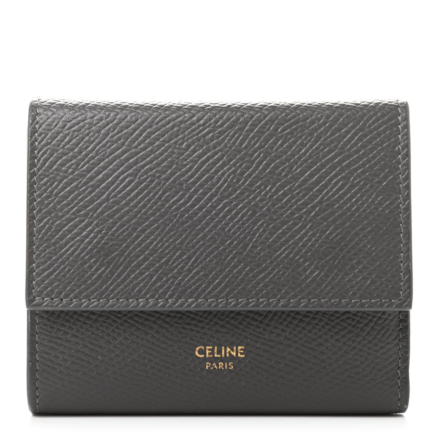 Celine Grained Calfskin Small Tri-Fold Wallet Grey 1 of 9