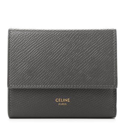 Celine Grained Calfskin Small Tri-Fold Wallet Grey 1 of 9