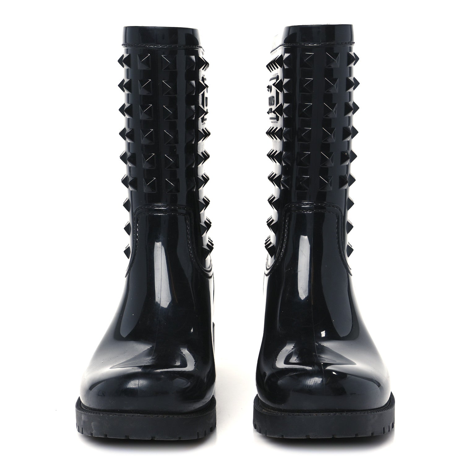 Valentino Garavani Rubber Rockstud Short Rainboots 38 Black 3 of 8