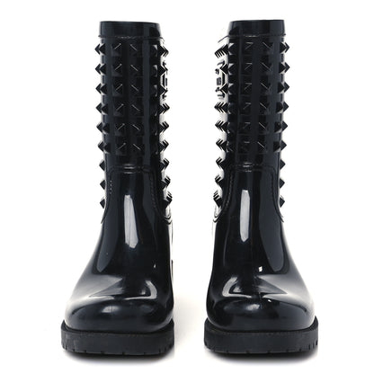 Valentino Garavani Rubber Rockstud Short Rainboots 38 Black 3 of 8