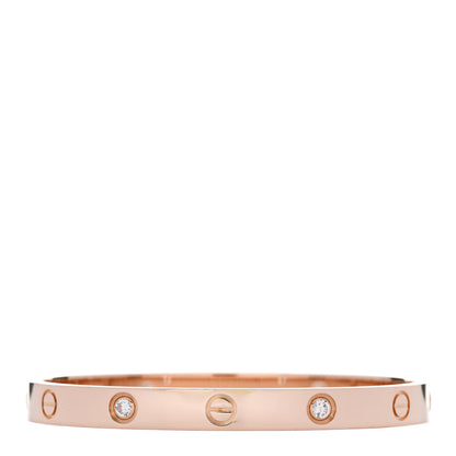 Cartier 18K Pink Gold 4 Diamond LOVE Bracelet 17 2 of 9
