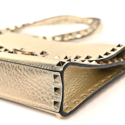 Valentino Garavani Metallic Pebbled Calfskin Medium Rockstud Flip Lock Crossbody Bag Platino 9 of 10