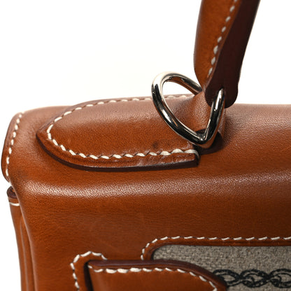 Hermes Natural Barenia Toile De Camp Dechainee Kelly 28 Fauve 12 of 12