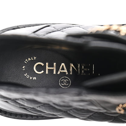 Chanel Shiny Goatskin Calfskin Quilted Lace Up Combat Boots 39 Black 7 of 7