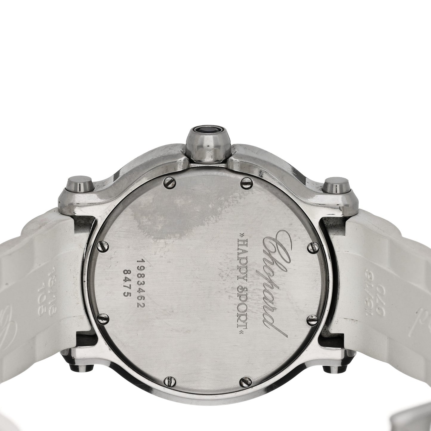 Stainless Steel Rubber 3 Diamond 36mm Happy Sport Quartz Watch White