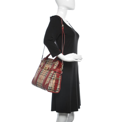 Burberry Haymarket Check Minford Portrait Tote Military Red 2 of 10