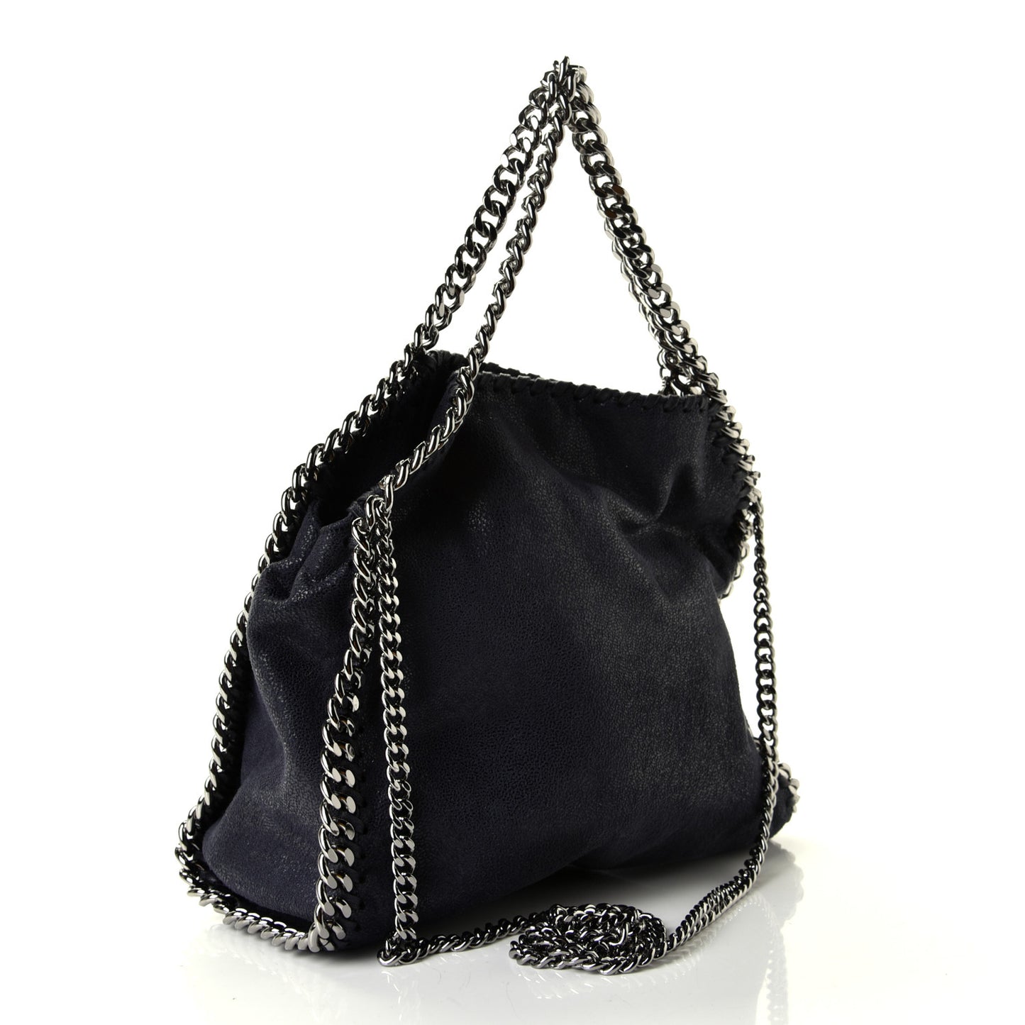 Shaggy Deer Mini Falabella Fold Over Tote Navy