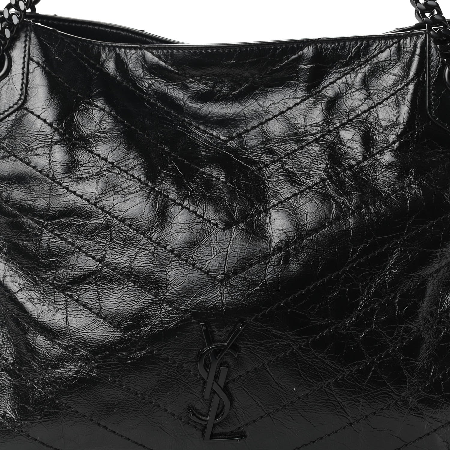 Saint Laurent Crinkled Calfskin Matelasse Monogram Medium Niki Shopper Tote Black 9 of 9