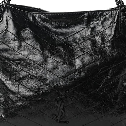 Saint Laurent Crinkled Calfskin Matelasse Monogram Medium Niki Shopper Tote Black 9 of 9
