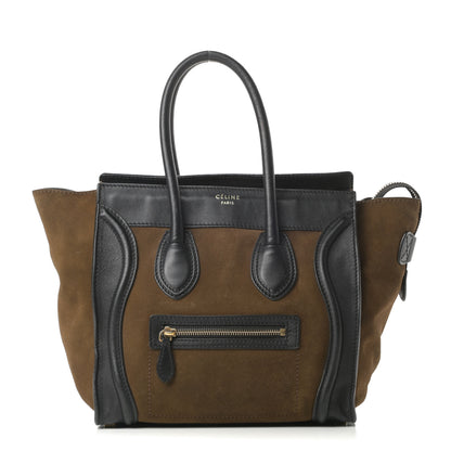 Celine Smooth Calfskin Suede Micro Luggage Olive 1 of 19