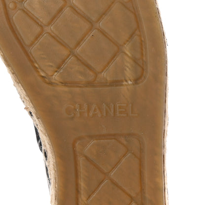 Chanel Printed Canvas Grosgrain 31 Rue Cambon Espadrilles 38 Black White 7 of 11