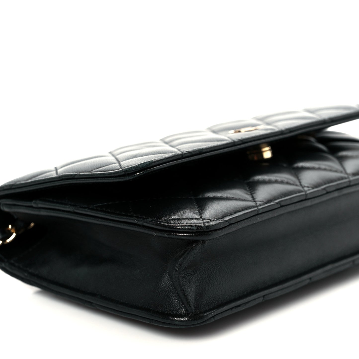 Lambskin Quilted Wallet On Chain WOC Black