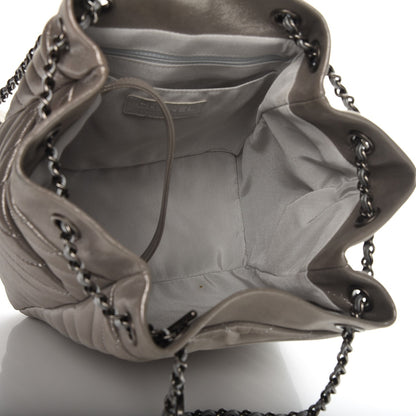 Chanel Iridescent Calfskin Chevron Small Urban Spirit Drawstring Bag Silver 7 of 7