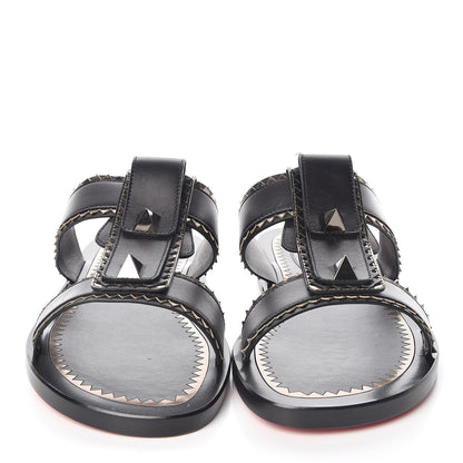 Christian Louboutin Calf Lisse Mens Montezuplage Flat Slide Sandals 40 Black Anthracite 2 of 10