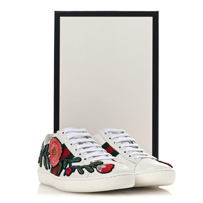 Gucci Calfskin Web Floral Embroidered Womens Ace Sneakers 35 White 11 of 11
