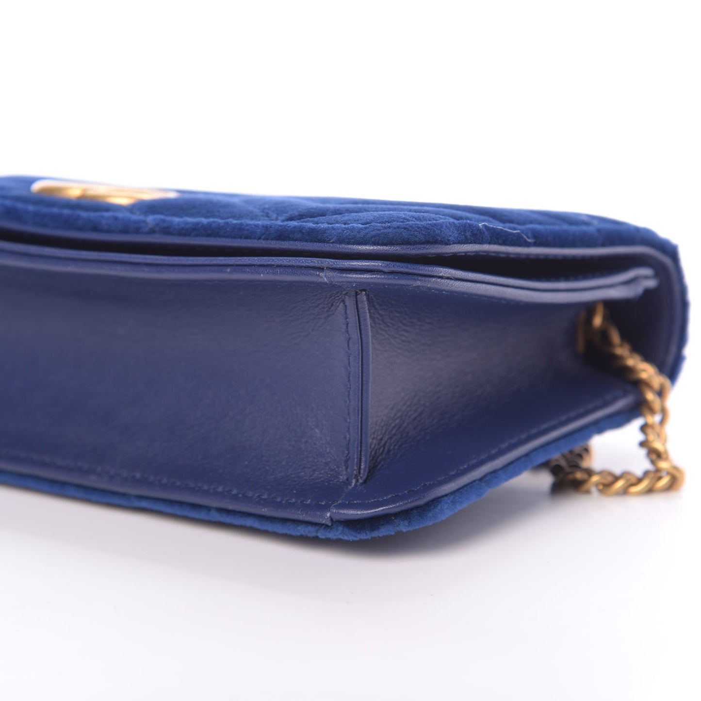 Velvet Matelasse GG Marmont Mini Bag Cobalt Blue