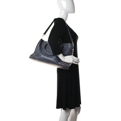 Balenciaga Calfskin Crocodile Embossed Giant 12 Gold Hardware City Gris Beton 2 of 13