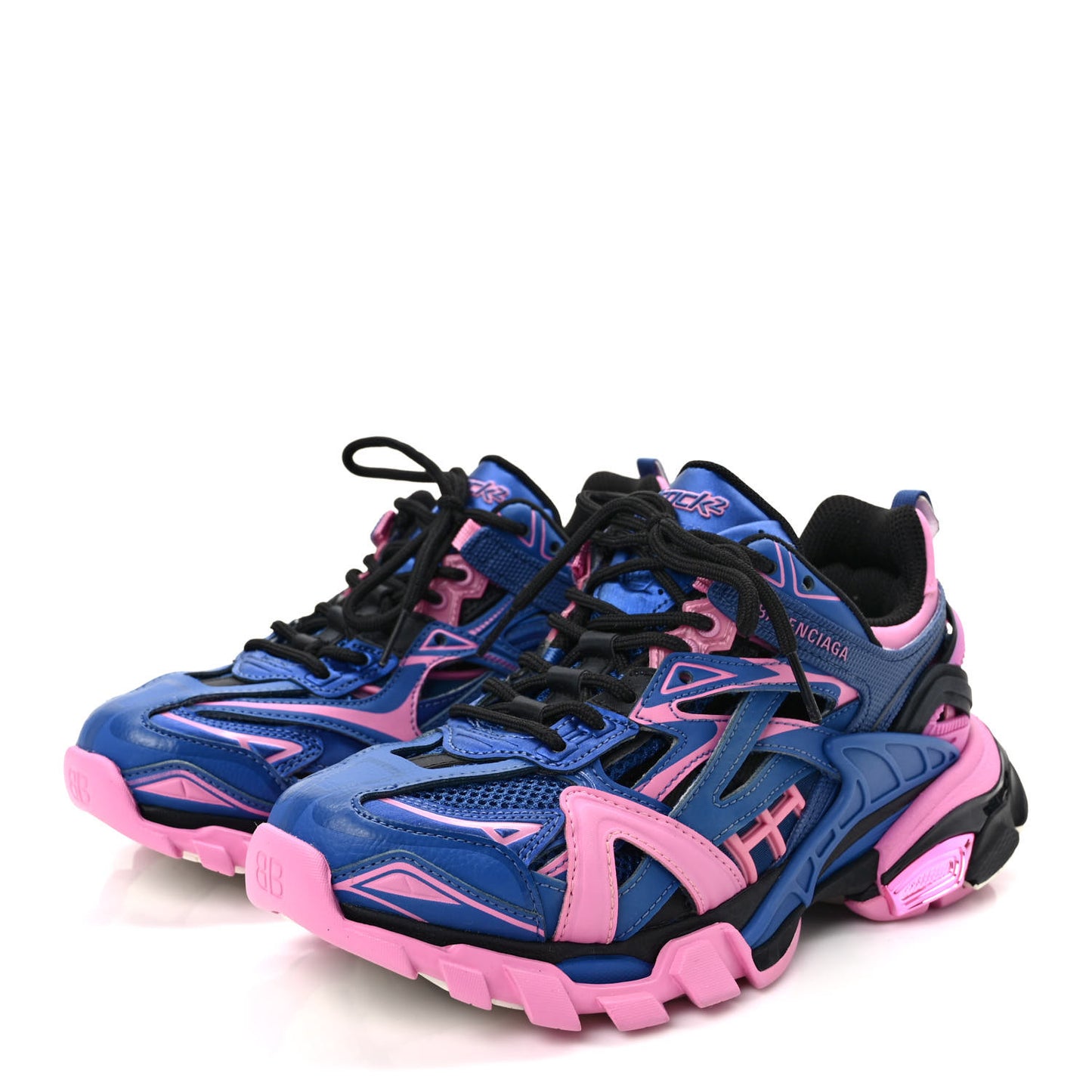 Rubber Mesh Bi-Color Womens Track.2 Open Sneakers 37 Blue Pink