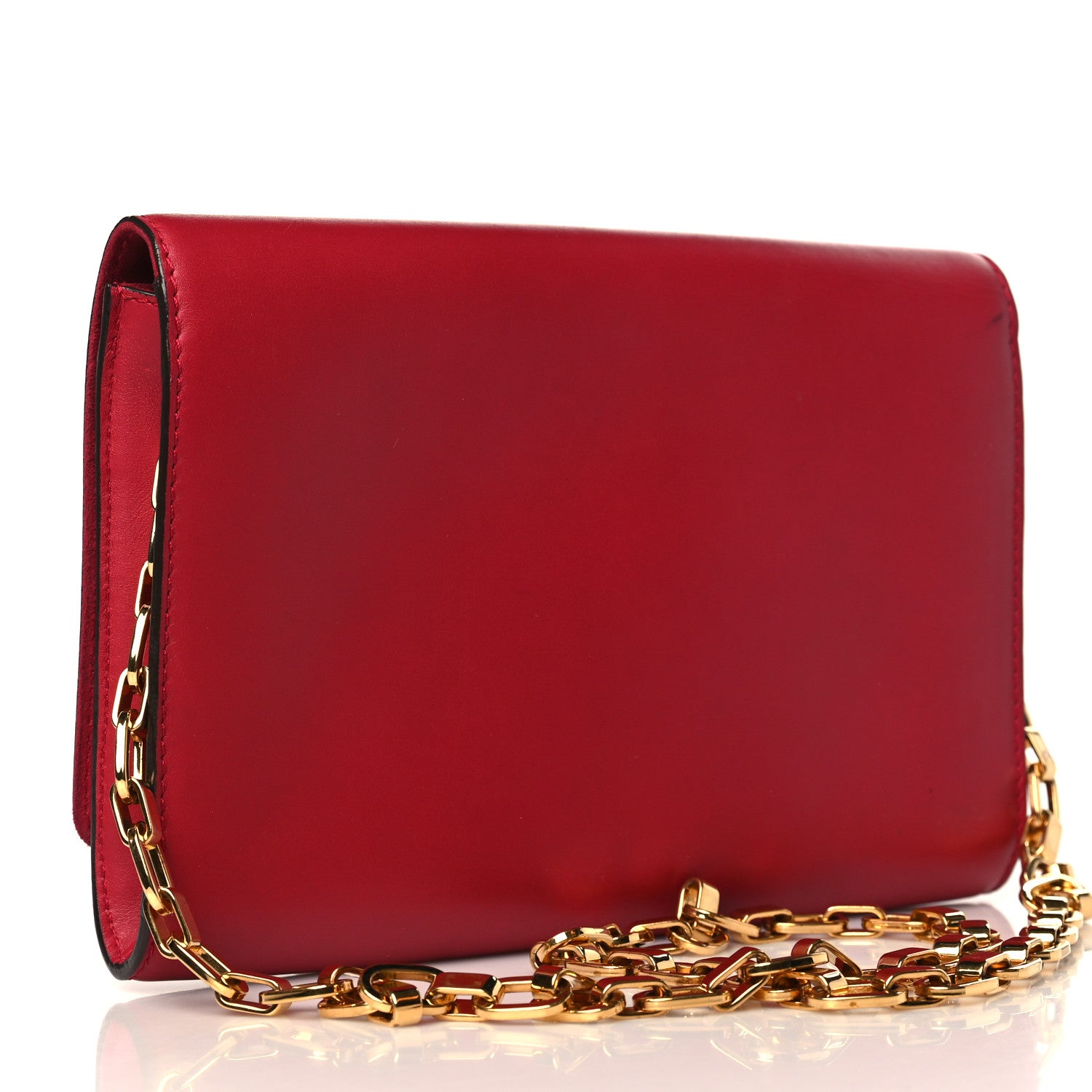Louis Vuitton Calfskin Chain Louise MM Red 3 of 9