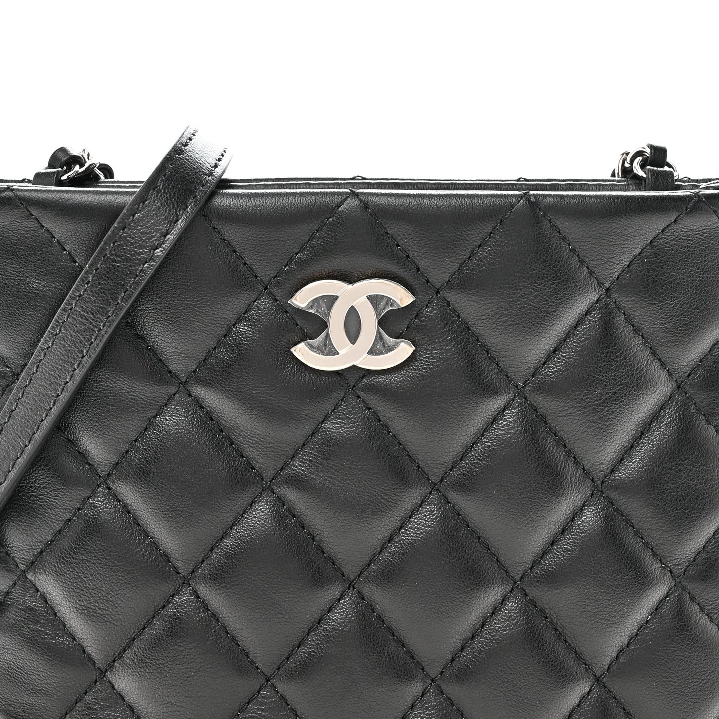 Lambskin Quilted Uniform Crossbody Bag Black