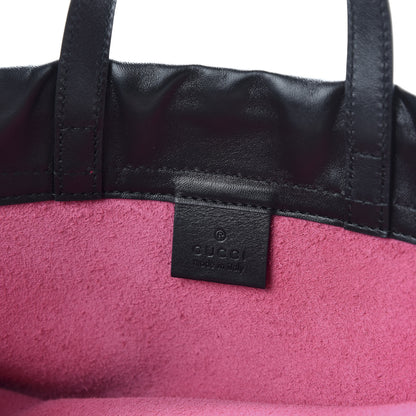 Gucci Grained Calfskin Logo Drawstring Backpack Box Pink Green Black 5 of 9