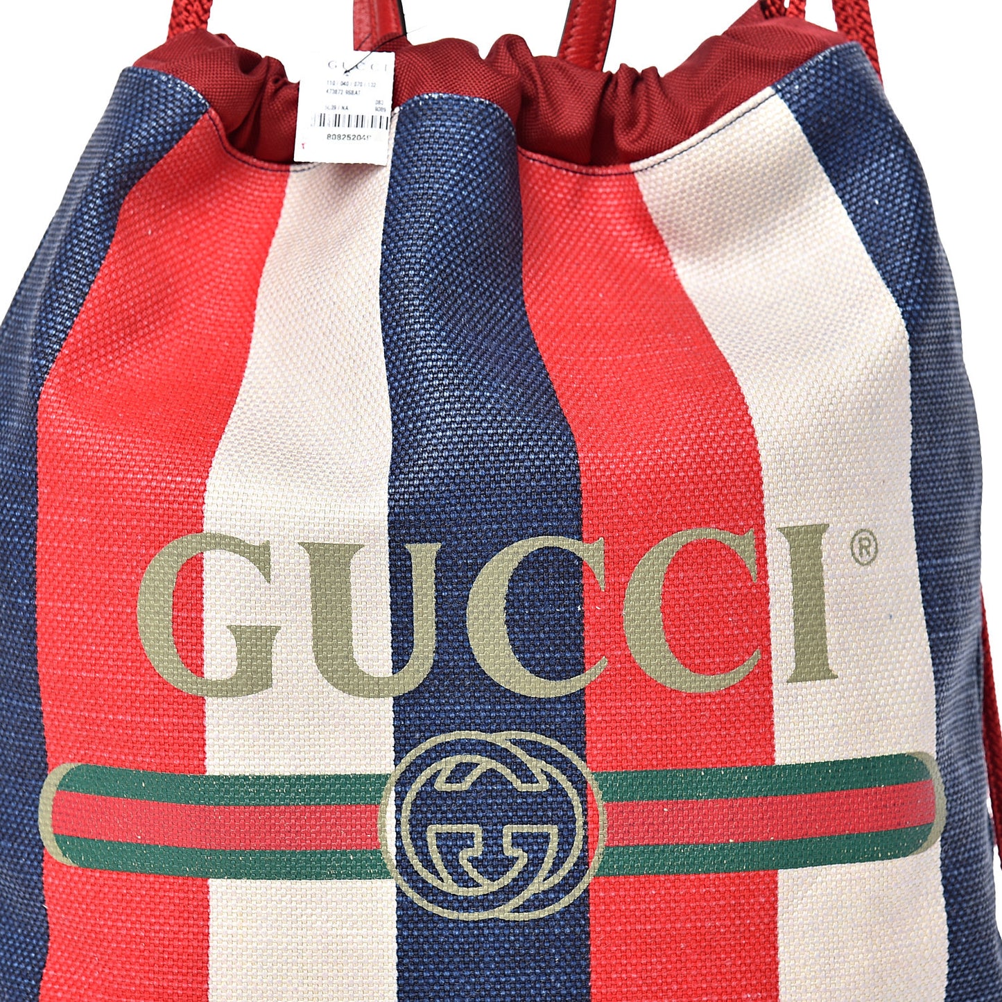 Canvas Logo Sylvie Stripe Drawstring Backpack Red