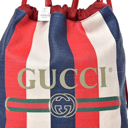 Gucci Canvas Logo Sylvie Stripe Drawstring Backpack Red 8 of 10