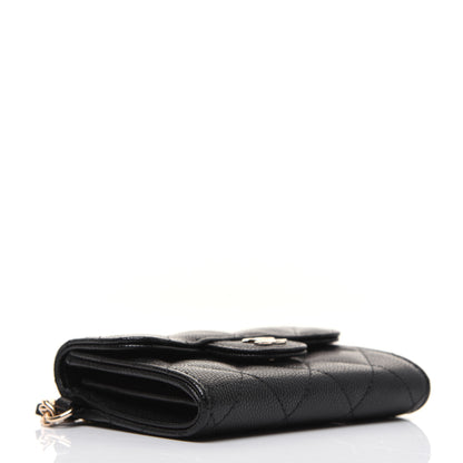 Chanel Caviar Quilted Flap Card Holder Chain Wristlet Black 4 of 12