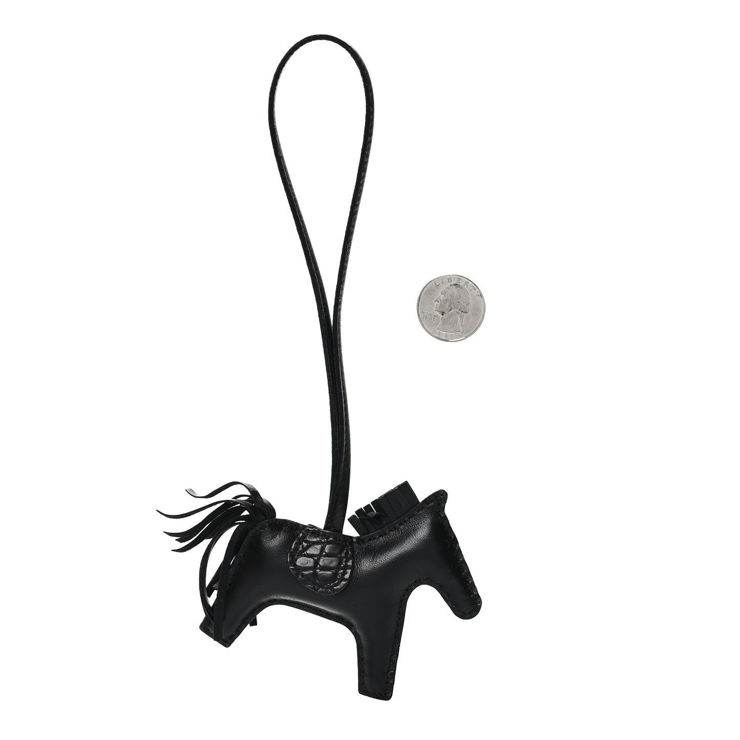 Milo Lambskin Matte Alligator Touch Grigri Rodeo Horse Bag Charm PM So Black
