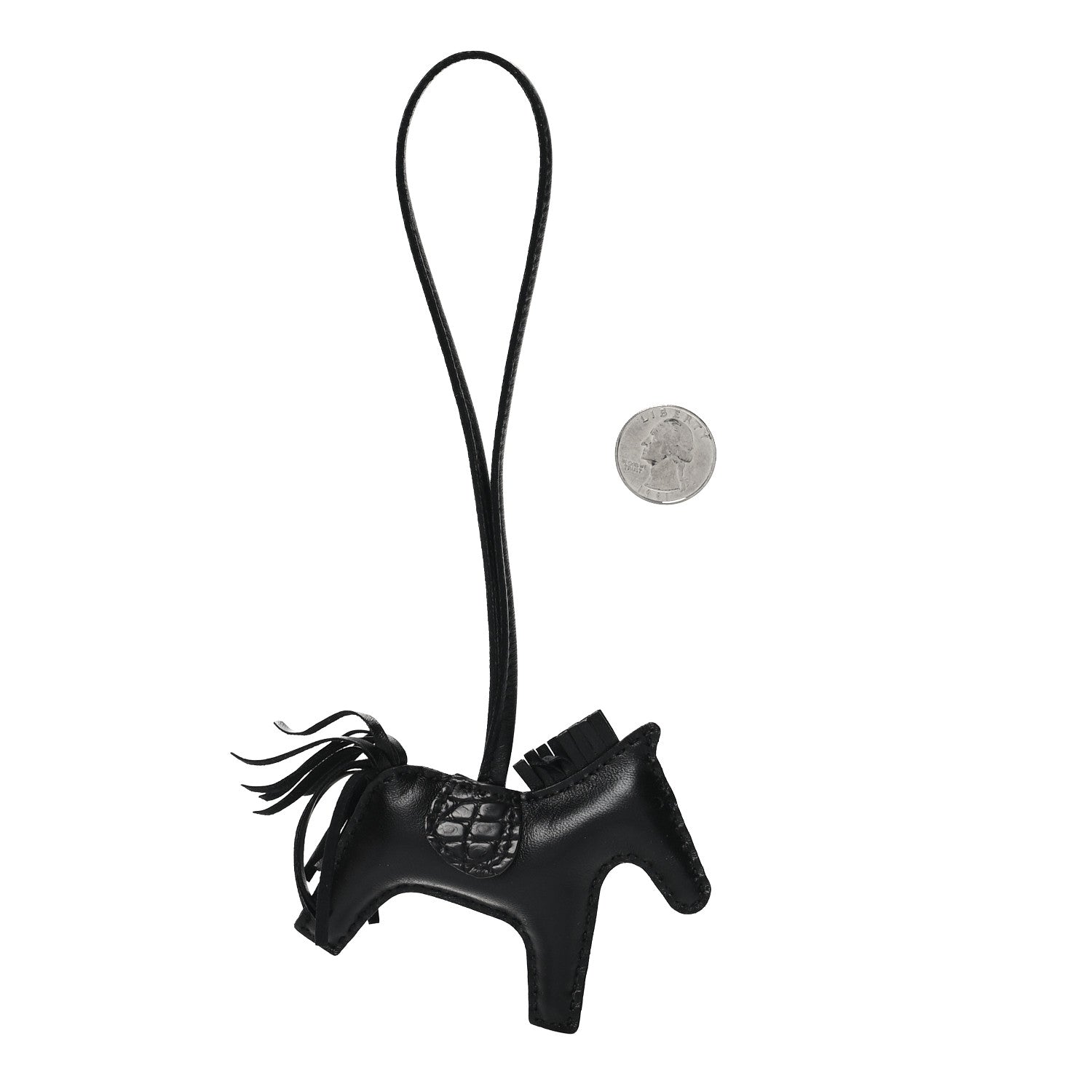 Hermes Milo Lambskin Matte Alligator Touch Grigri Rodeo Horse Bag Charm PM So Black 2 of 4