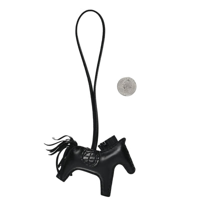 Hermes Milo Lambskin Matte Alligator Touch Grigri Rodeo Horse Bag Charm PM So Black 2 of 4