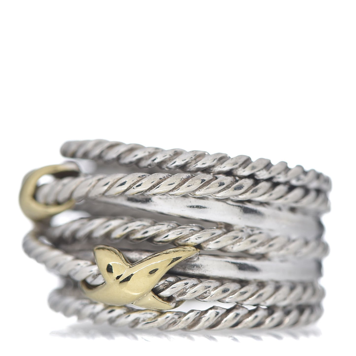 Sterling Silver 18K Yellow Gold Double X Crossover Ring 51 5.75