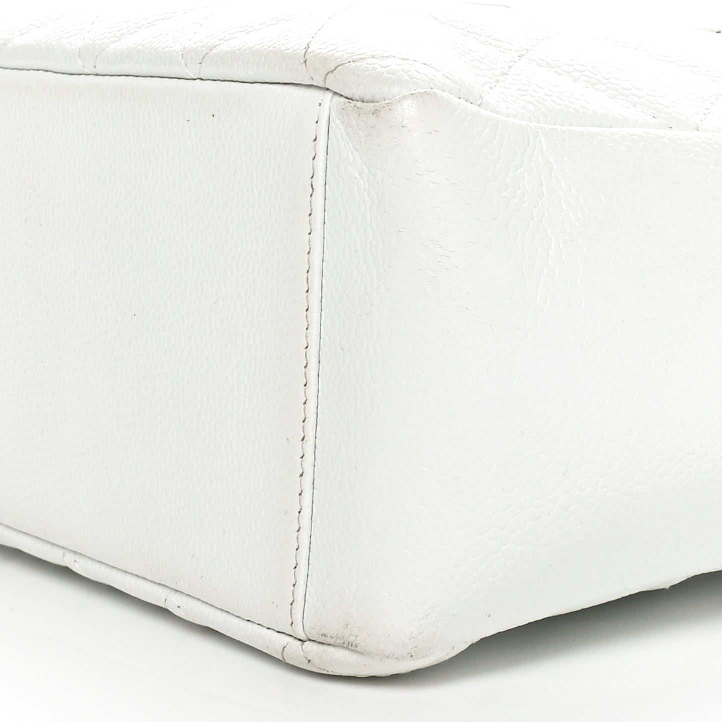 Caviar Quilted Petit Shopping Tote PST White