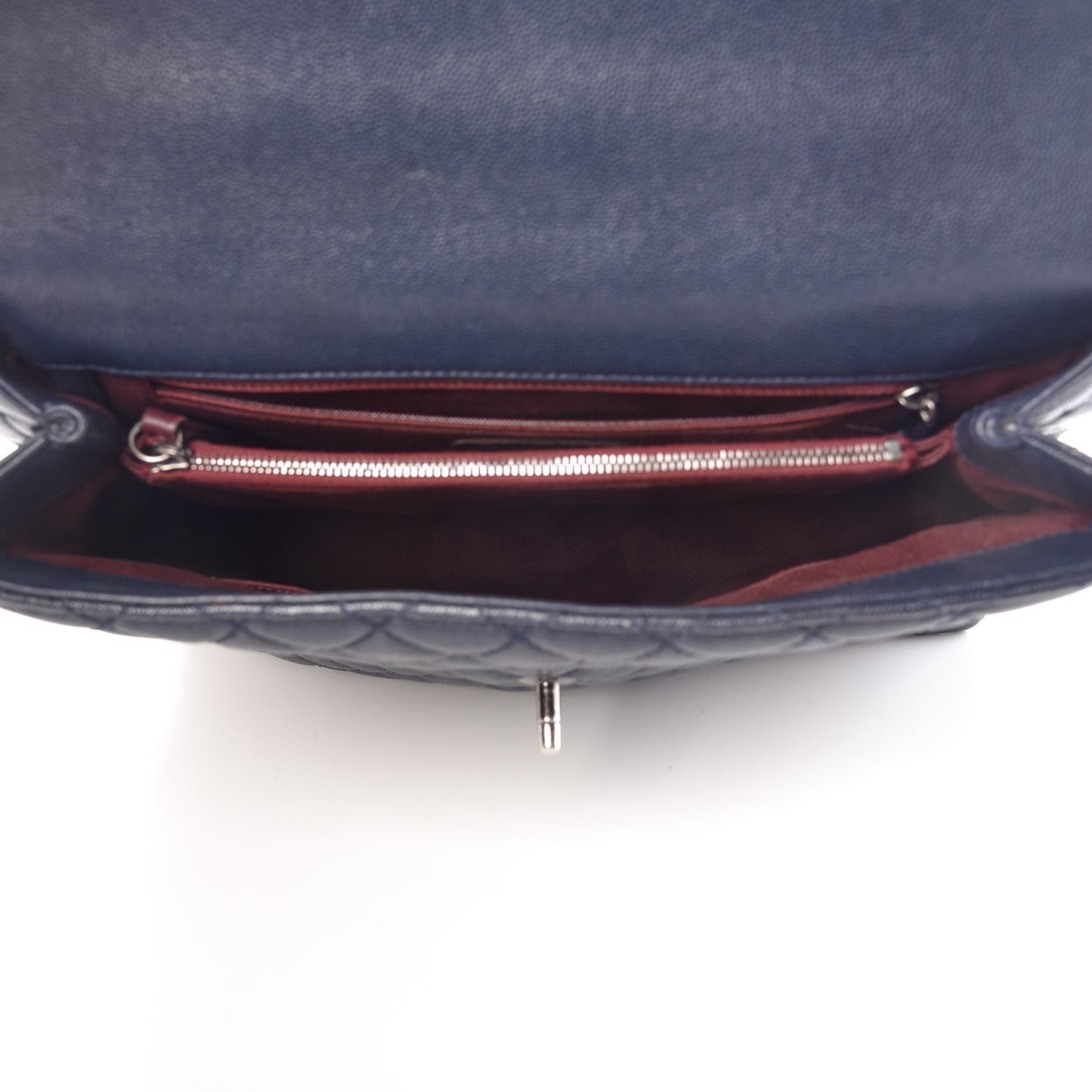 Caviar Quilted Large Coco Handle Flap Navy Blue