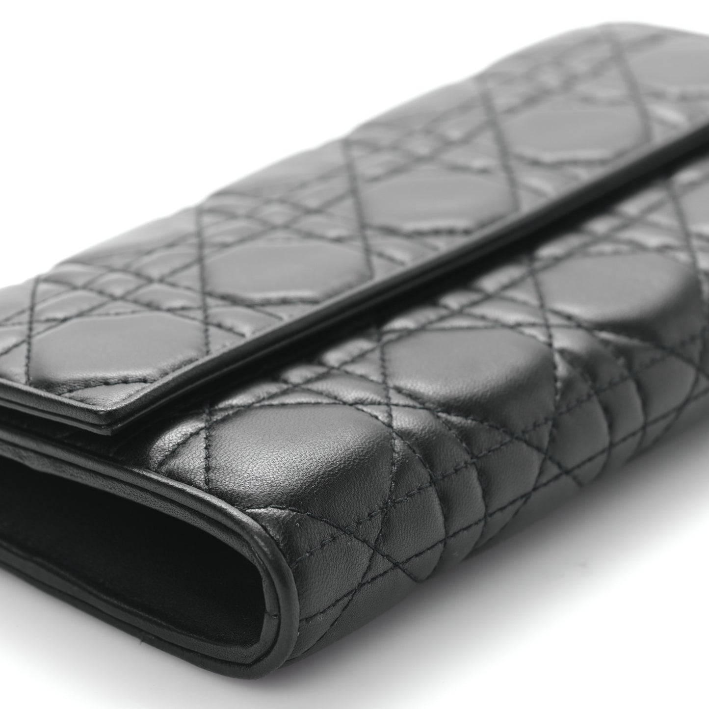 Lambskin Cannage Lady Dior Rendezvous Wallet On Chain Black
