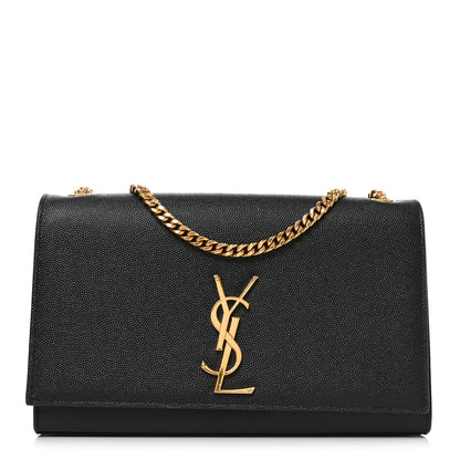 Saint Laurent Grain De Poudre Medium Classic Monogram Kate Satchel Black 1 of 9