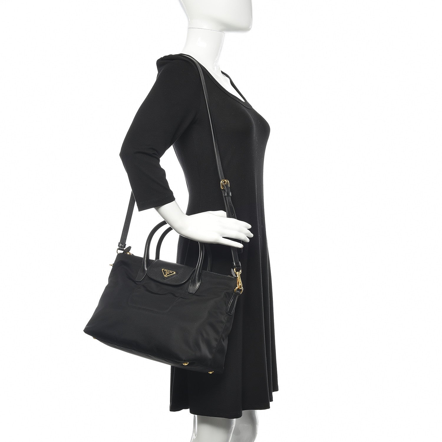 Prada Saffiano Tessuto Nylon Tote Black 2 of 8