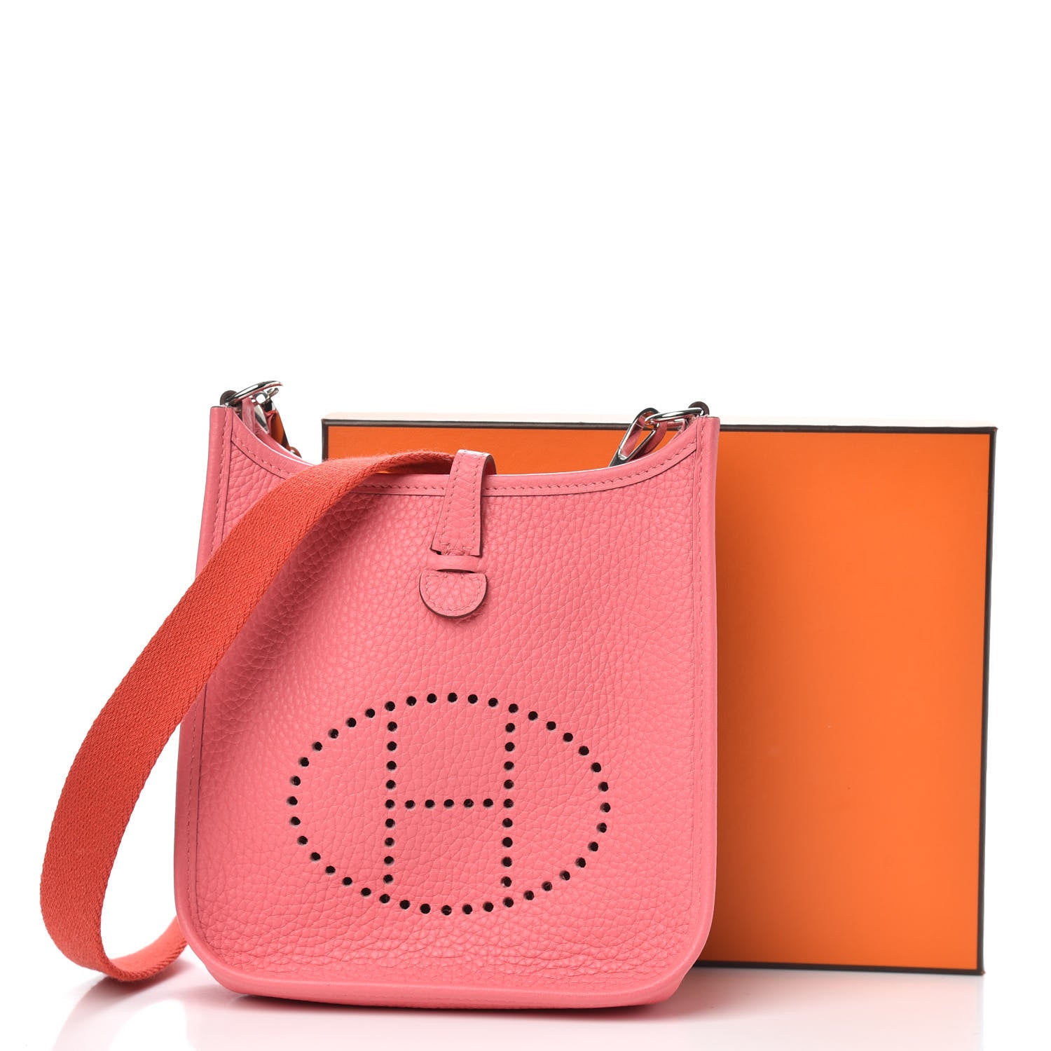 Hermes Taurillon Clemence Amazone Evelyne TPM Rose Azalee Rouge Pivoine 10 of 10