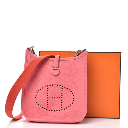 Hermes Taurillon Clemence Amazone Evelyne TPM Rose Azalee Rouge Pivoine 10 of 10