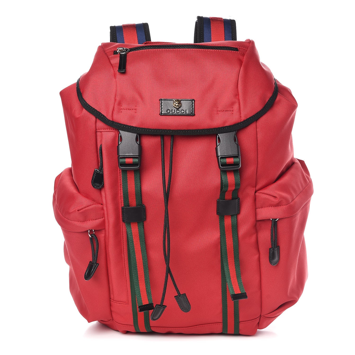 Gucci Techno Canvas Web Double Buckle Backpack Red 1 of 9