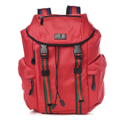 Gucci Techno Canvas Web Double Buckle Backpack Red 1 of 9