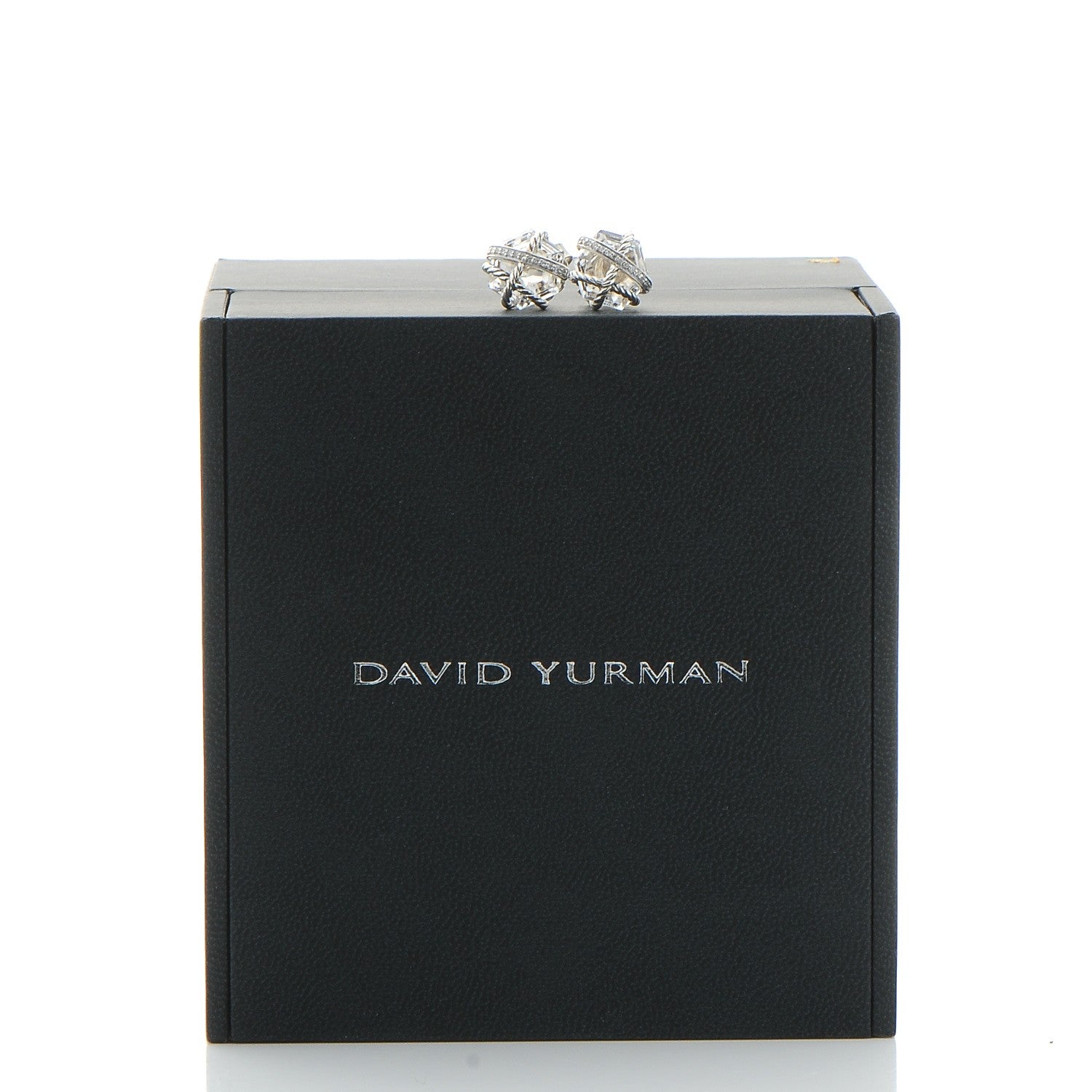 David Yurman Sterling Silver Diamond Crystal 10mm Cable Wrap Earrings 8 of 8