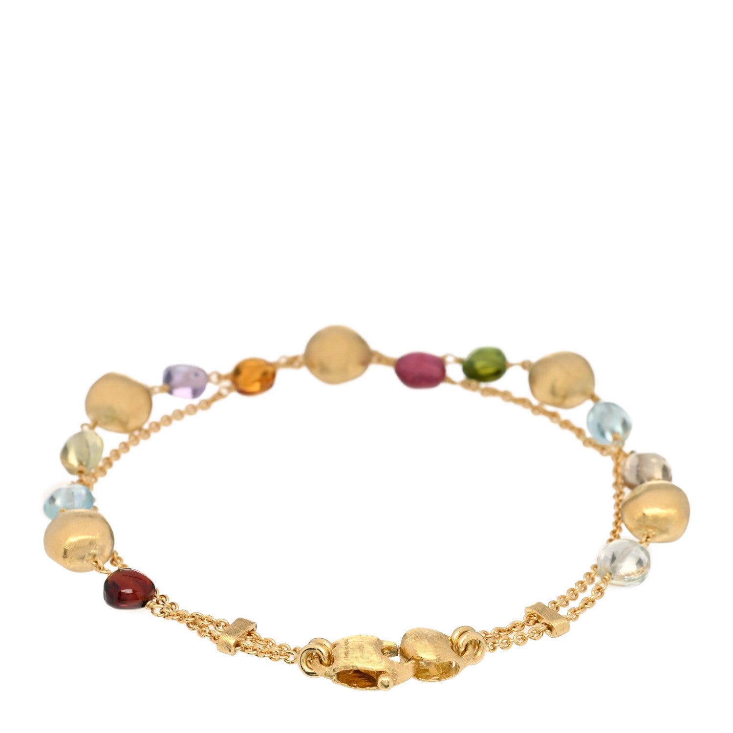 Marco Bicego 18K Yellow Gold Multi Gemstone Africa Double Strand Bracelet 2 of 4