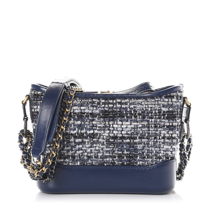 Chanel Tweed Calfskin Small Gabrielle Hobo Blue 1 of 11