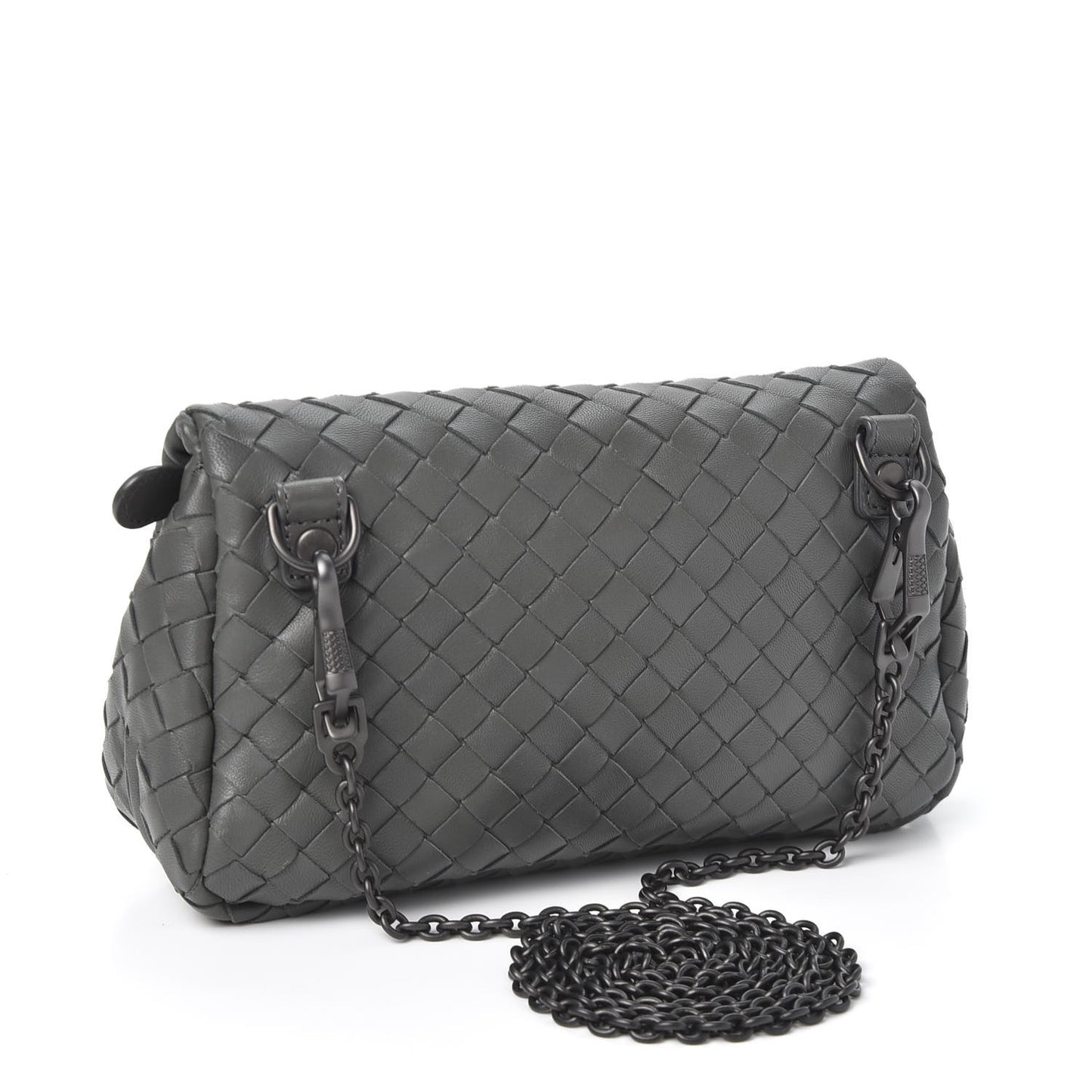 Nappa Intrecciato Mini Chain Messenger Light Grey